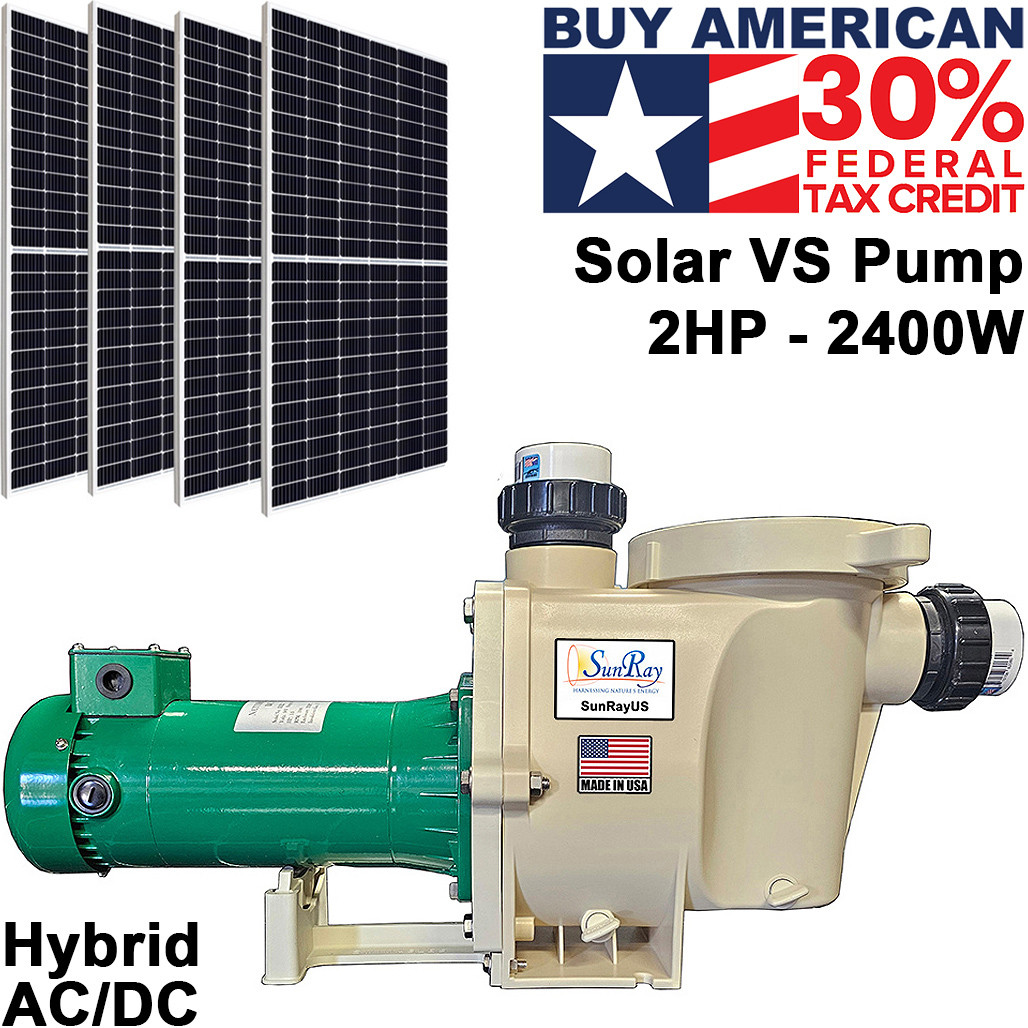 SunRay 2 HP hybrid AC/DC pool pump